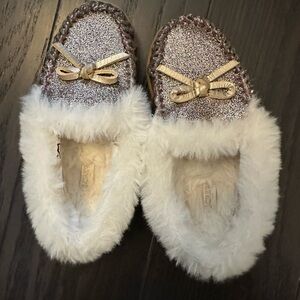 J.Crew Factory Crewcuts Girls Gold Glitter Slippers EUC